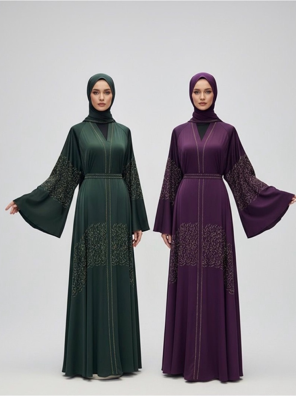 Elegant Embroidered Maxi Dress - Purple